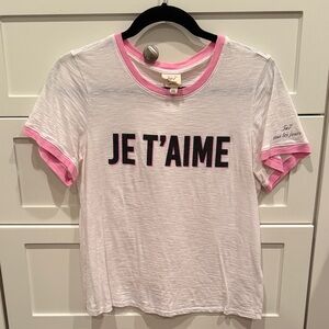 cinq á sept White and Pink 'Je T'aime' T-Shirt